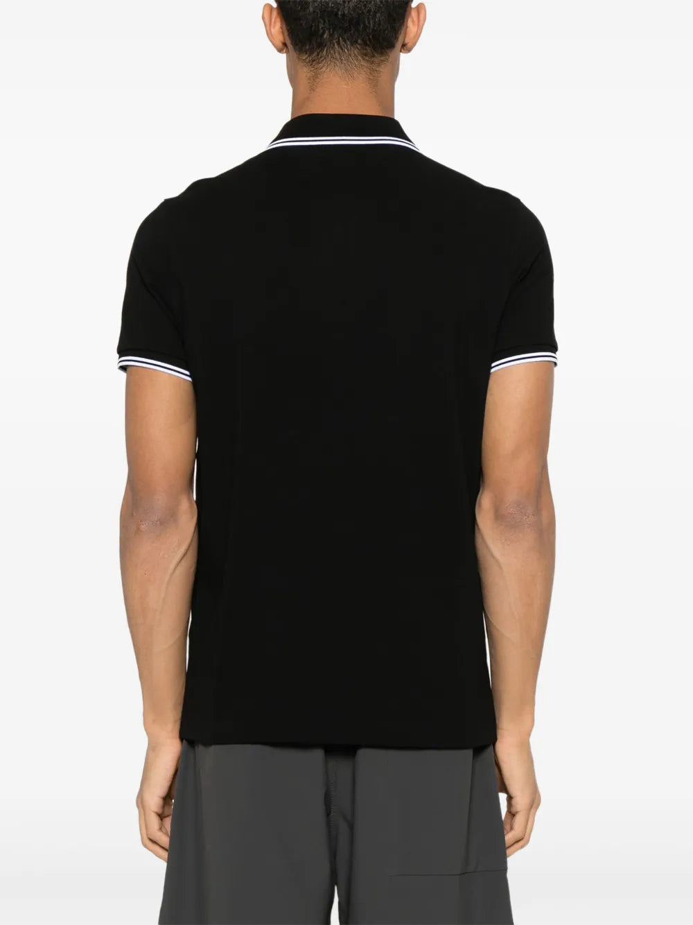 Black Polo Shirt with Contrast Stripe Trim