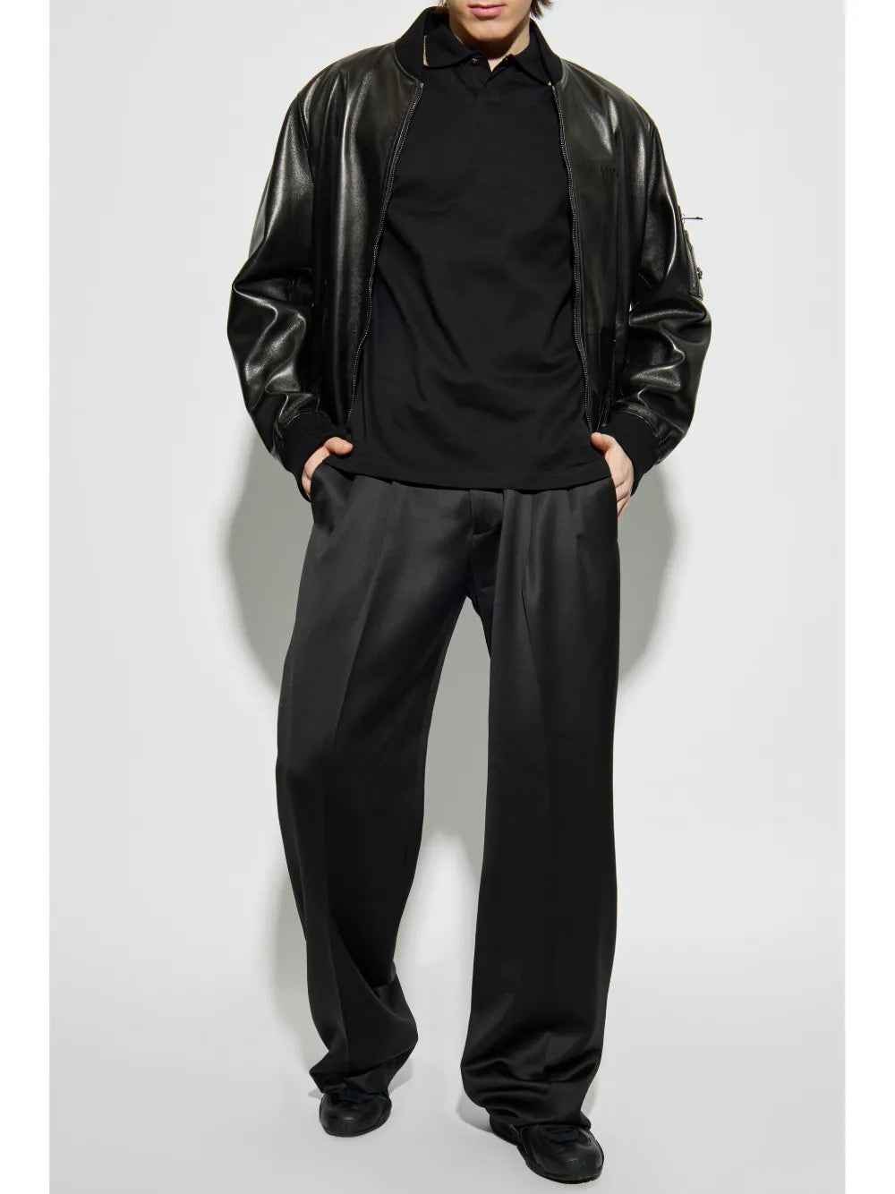 Versace Black Polo Shirt with Gold Medusa Button Detail