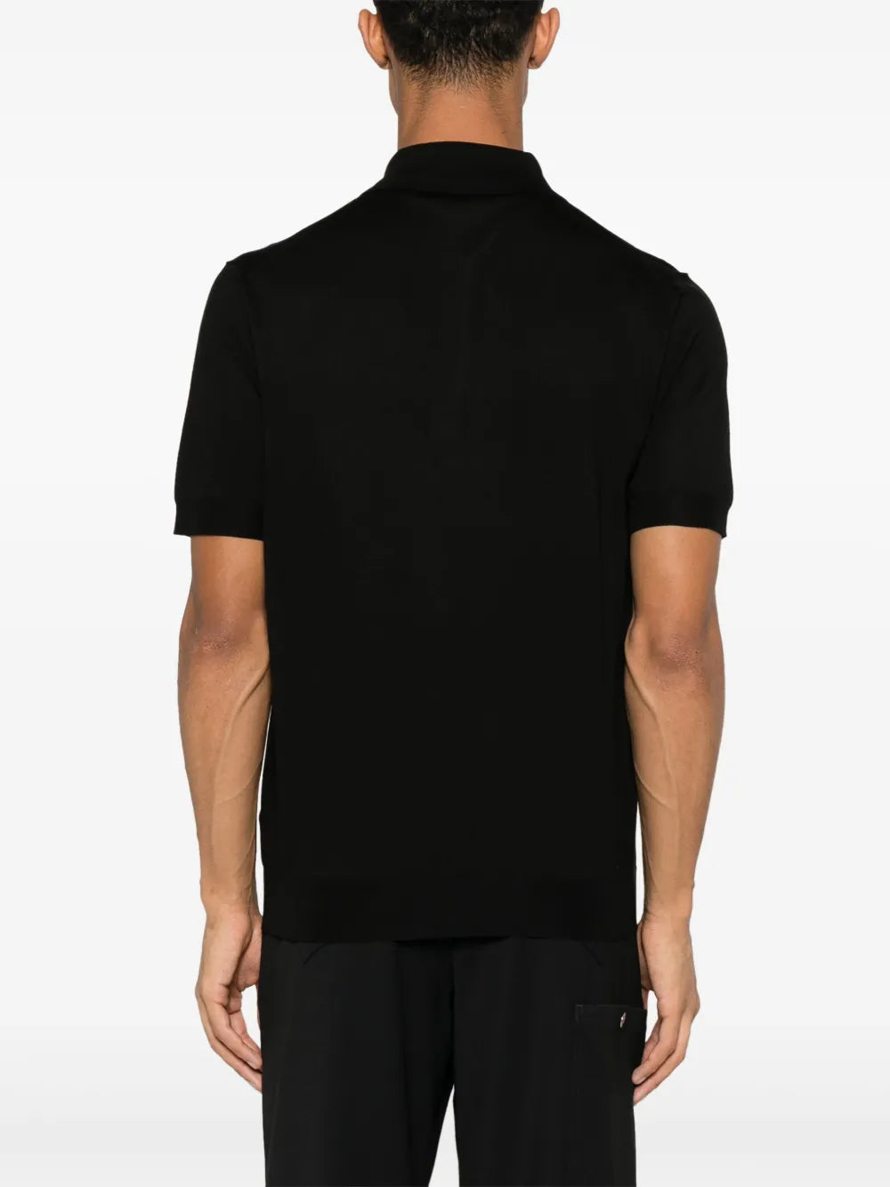 Prada Black Silk Knit Polo Shirt with Minimalist Finish