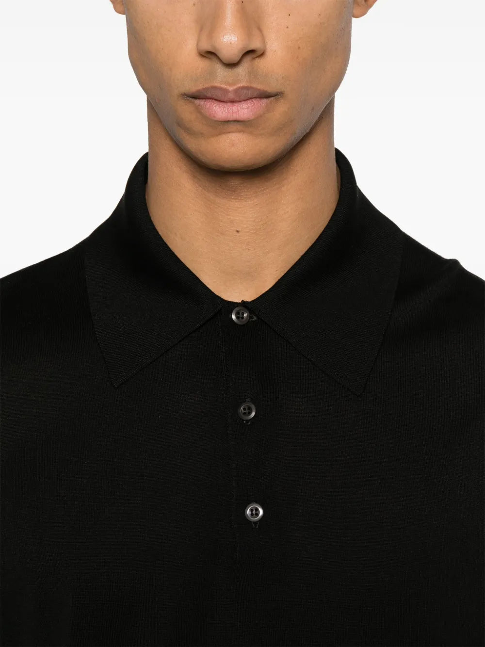 Prada Black Silk Knit Polo Shirt with Minimalist Finish