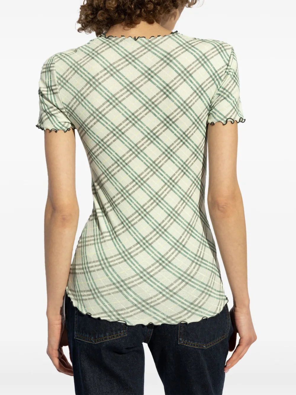 Check Print Mesh T-Shirt