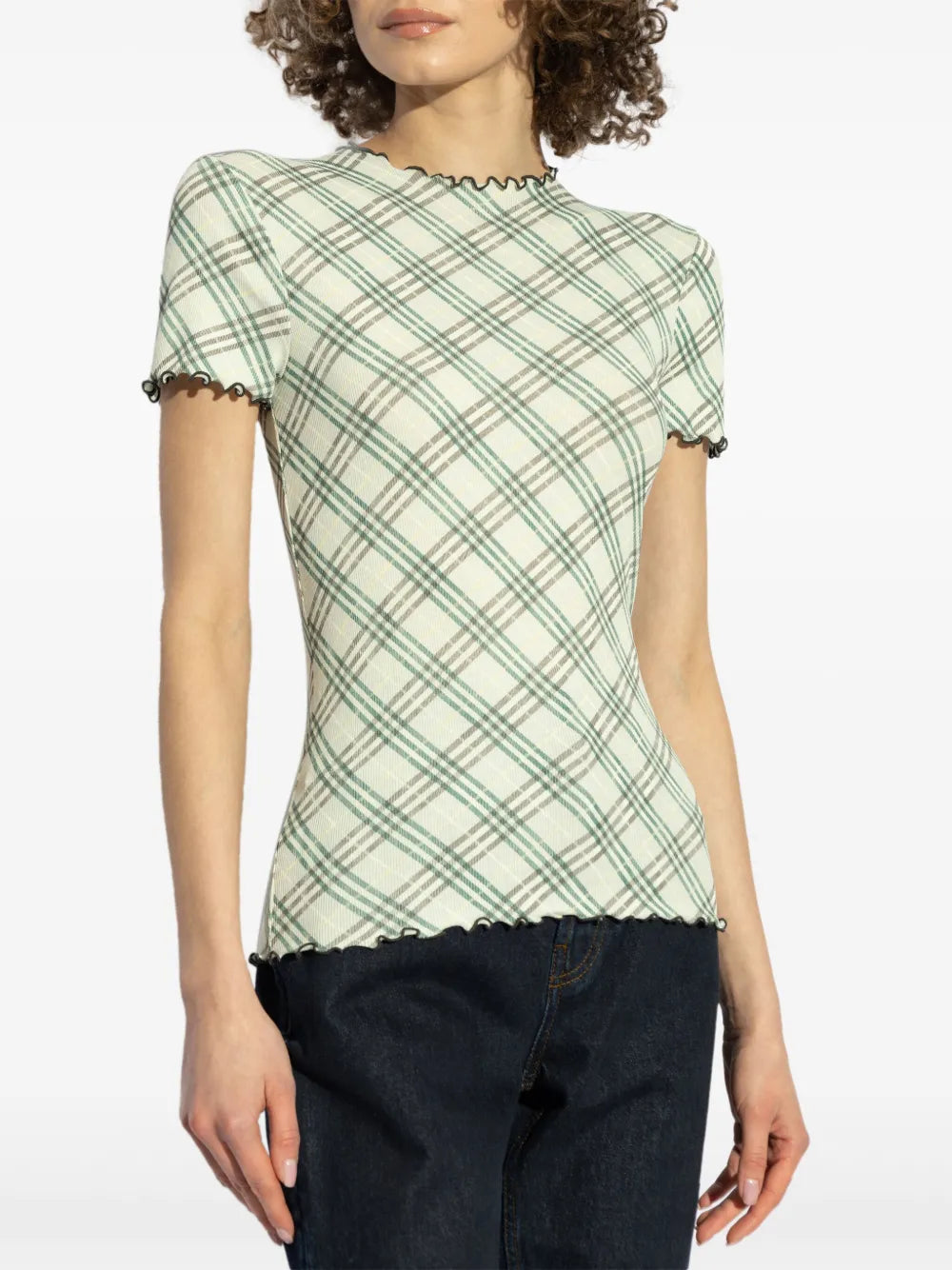 Check Print Mesh T-Shirt