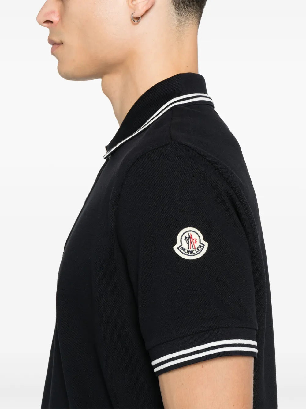 Navy Polo Shirt with Contrast Stripe Trim