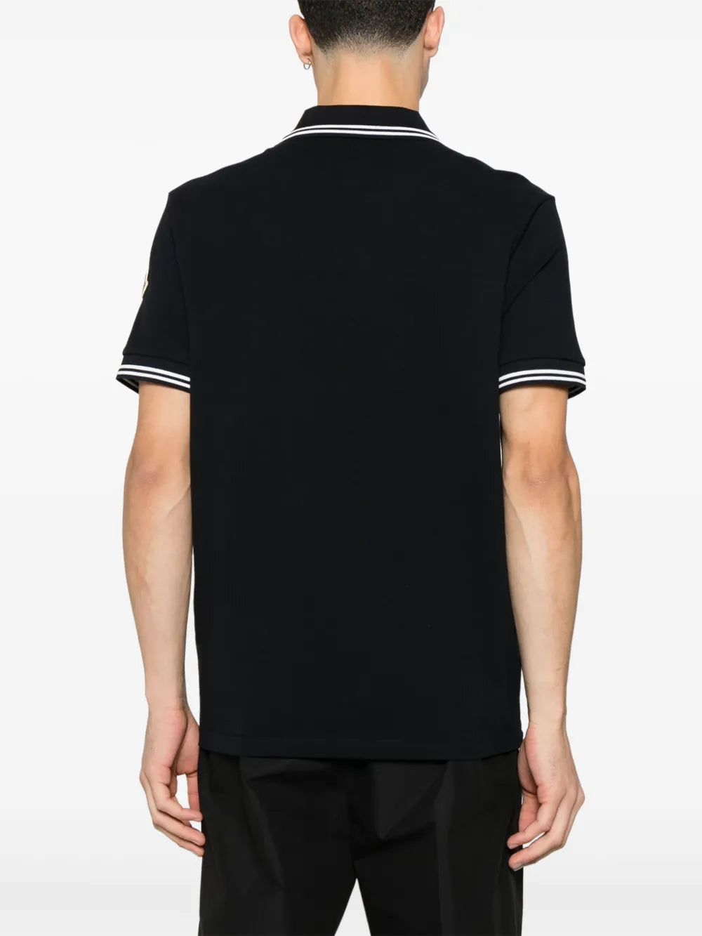 Navy Polo Shirt with Contrast Stripe Trim