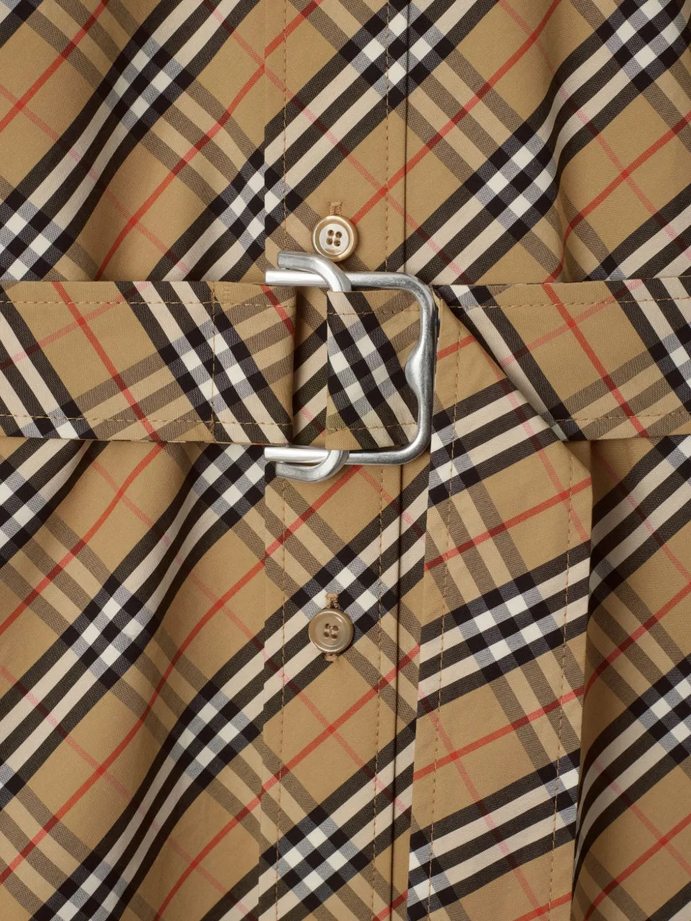 Short Sleeve Check Belted Shirt Dress