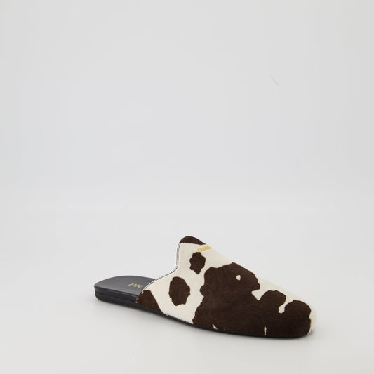 Cow Print Calf Hair Mule Flats