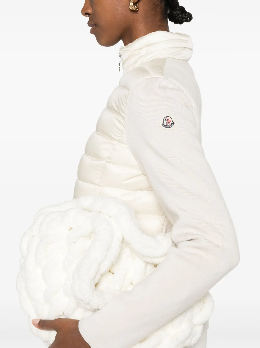 Cream Padded Knit Sleeve Jacket