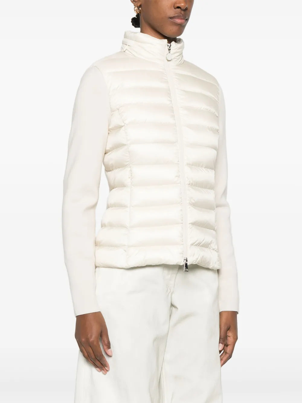 Cream Padded Knit Sleeve Jacket