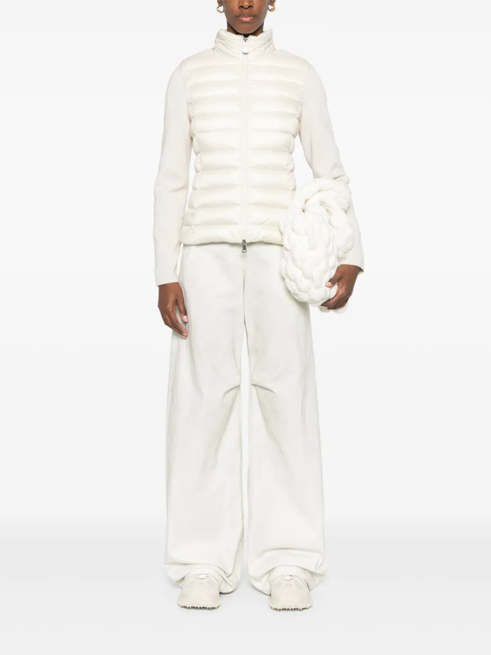 Cream Padded Knit Sleeve Jacket