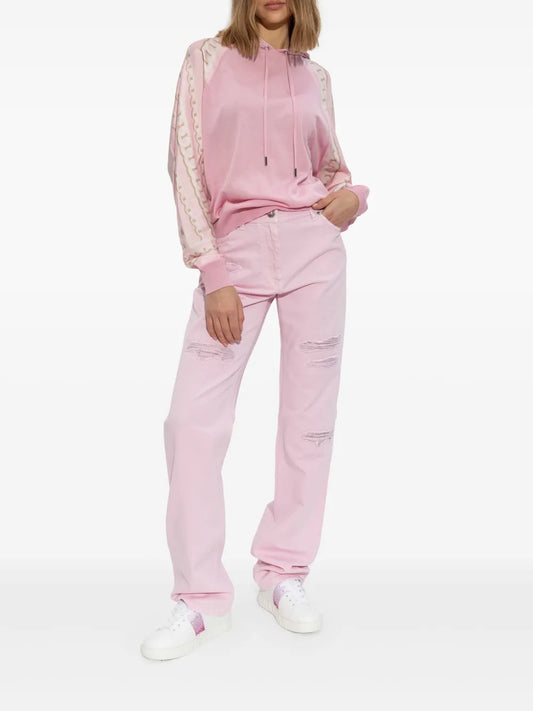 La Greca Trim Hooded Knit Sweater