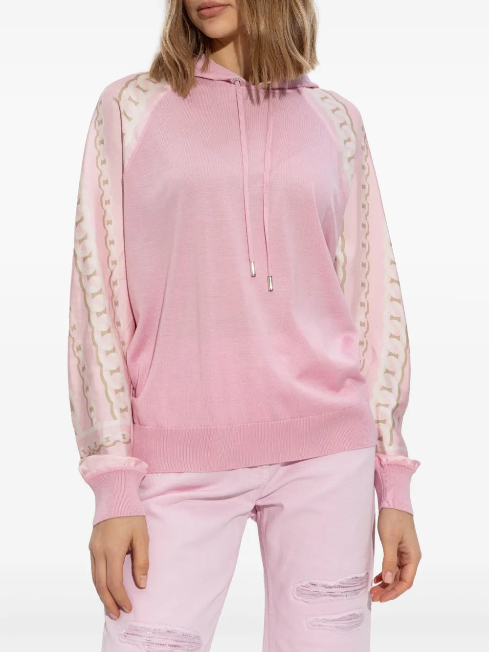 La Greca Trim Hooded Knit Sweater