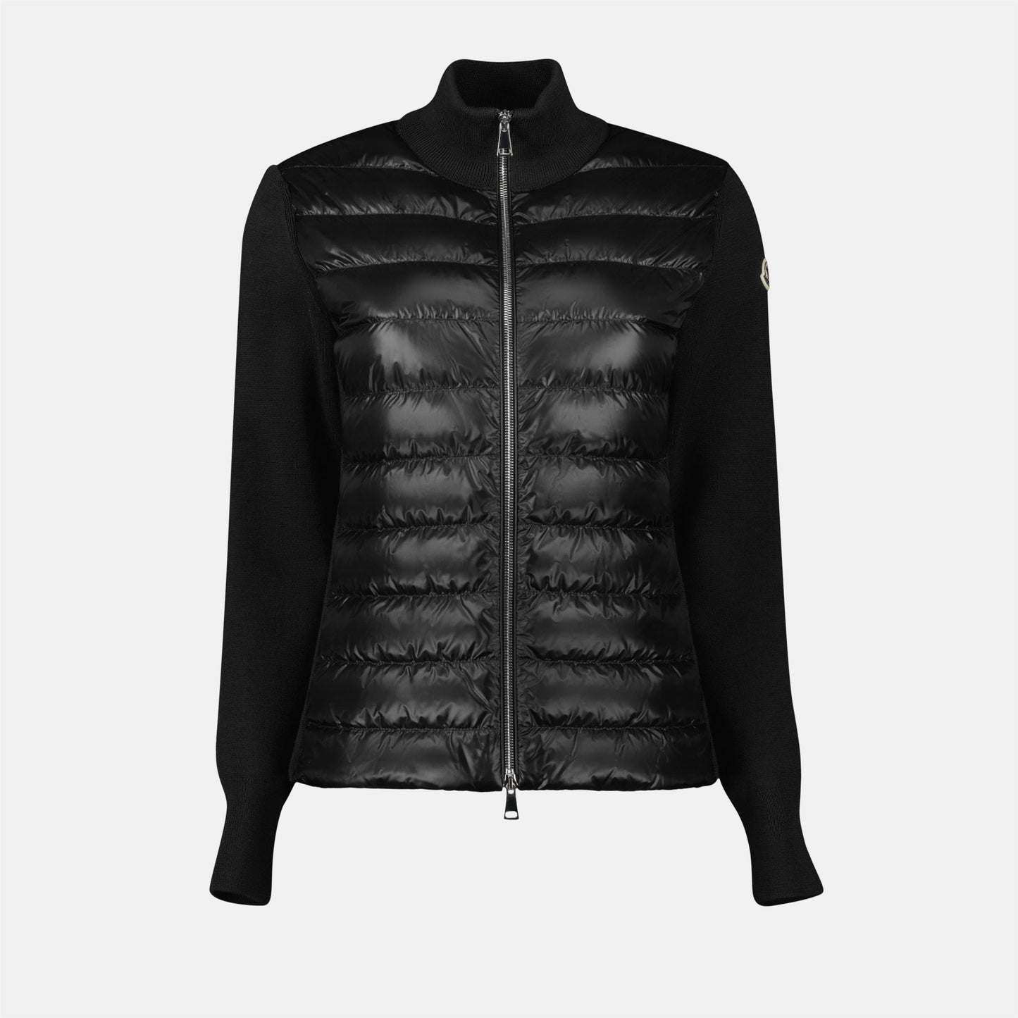 Knit Sleeve Puffer Jacket - Black