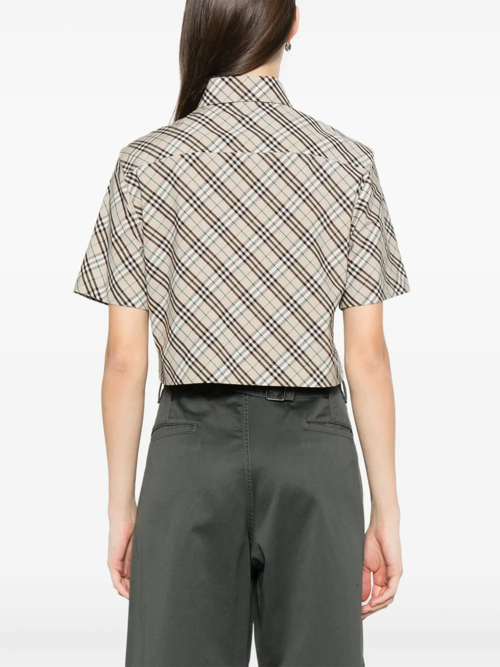 Cropped Short Sleeve Shirt-Ice Blue