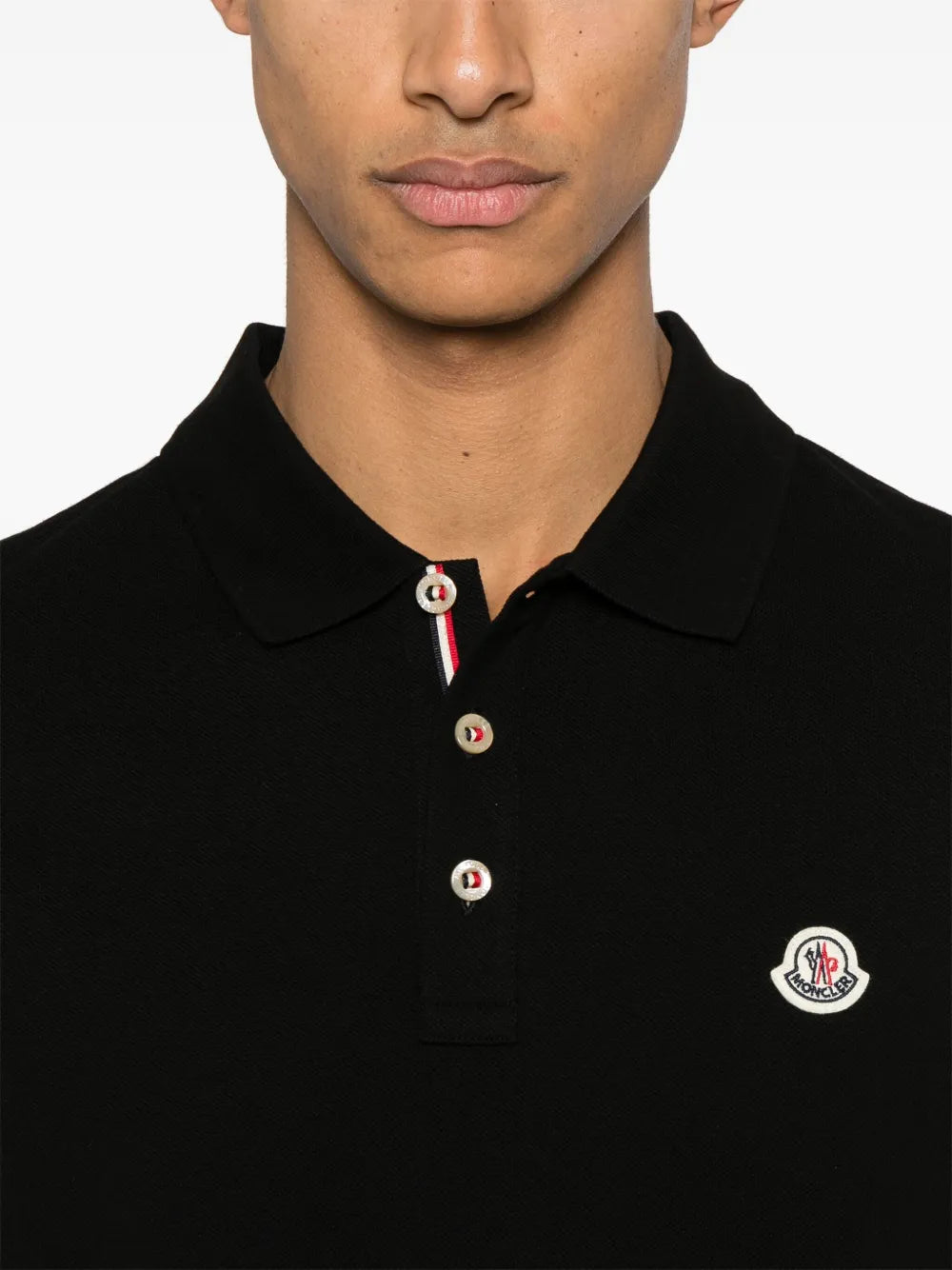 Black Polo Shirt with Signature Button Detail