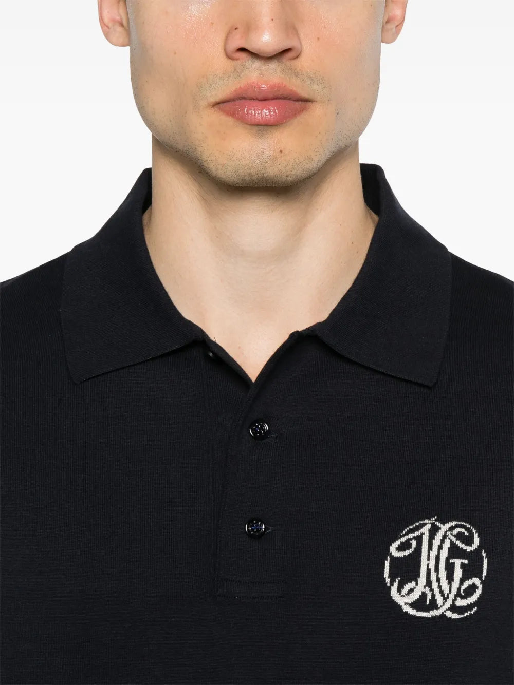 Givenchy Navy Polo Shirt with Embroidered Monogram Logo