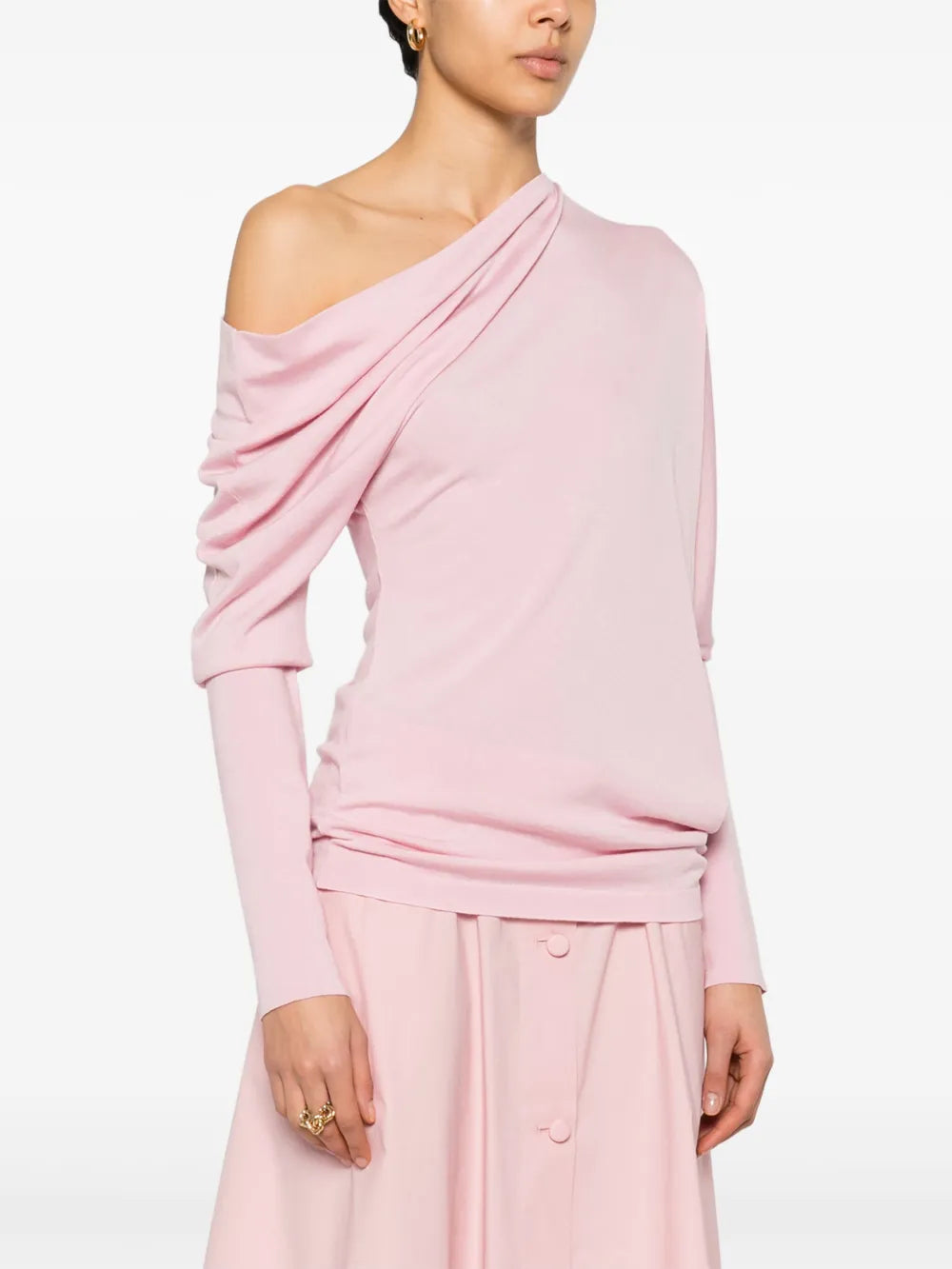 Draped Collar Wool Sweater