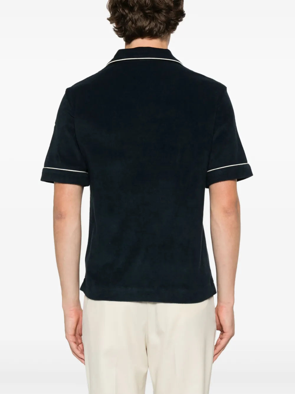 Navy Towelling Polo with Contrast Trim