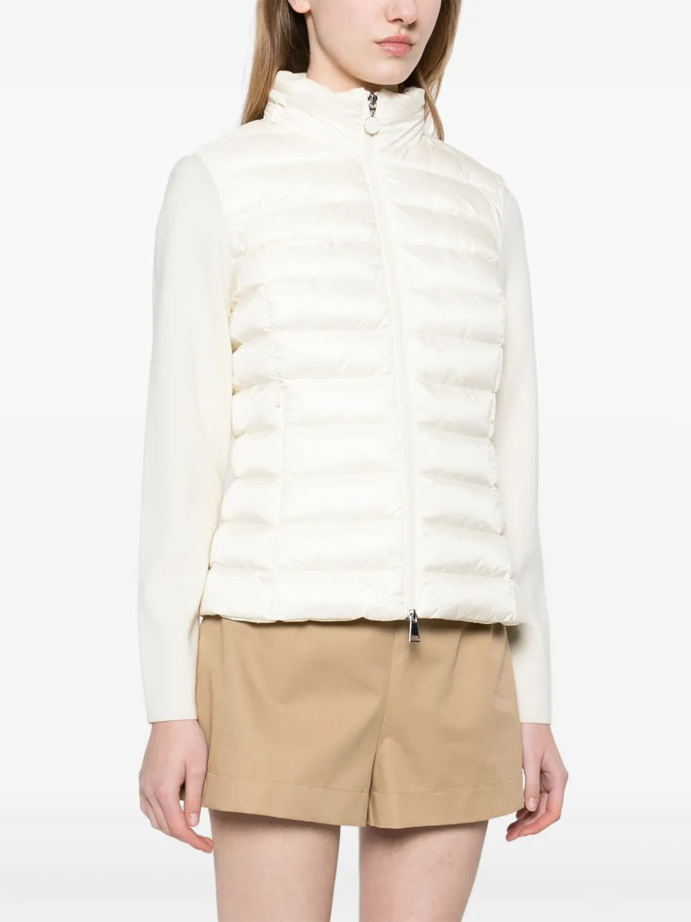 Ivory Knit Sleeve Puffer Jacket