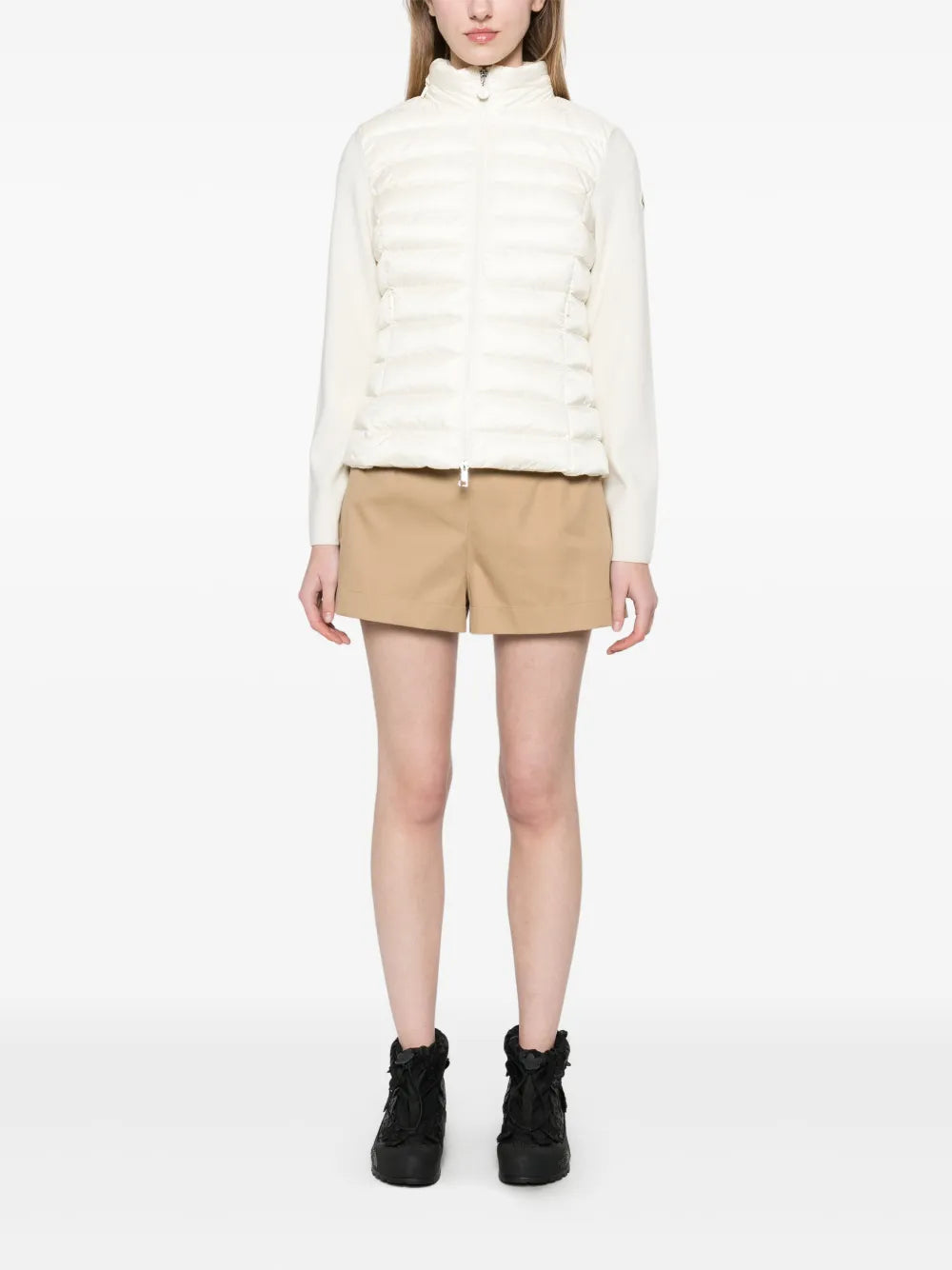 Ivory Knit Sleeve Puffer Jacket