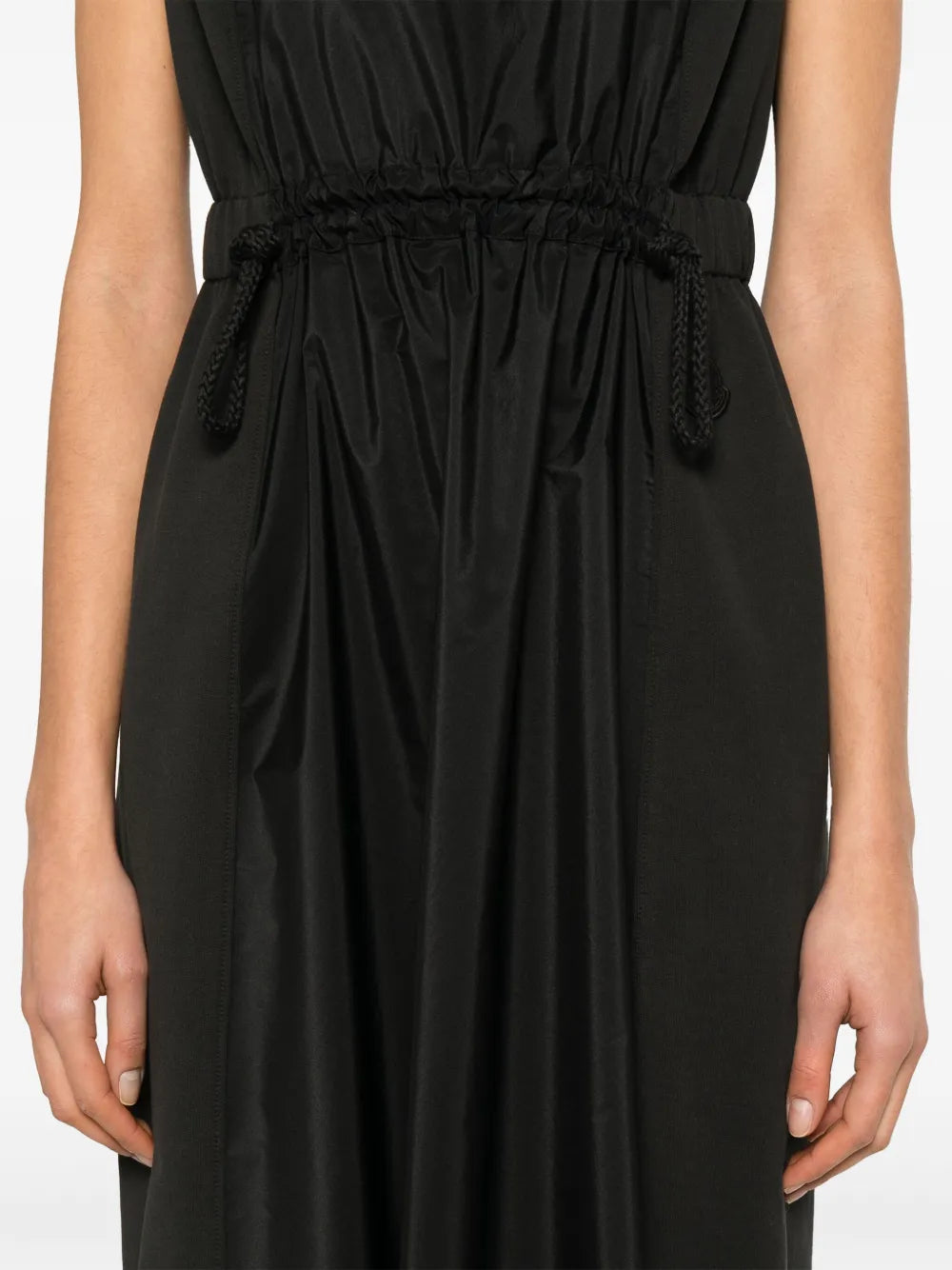 Sleeveless Drawstring Waist Midi Dress