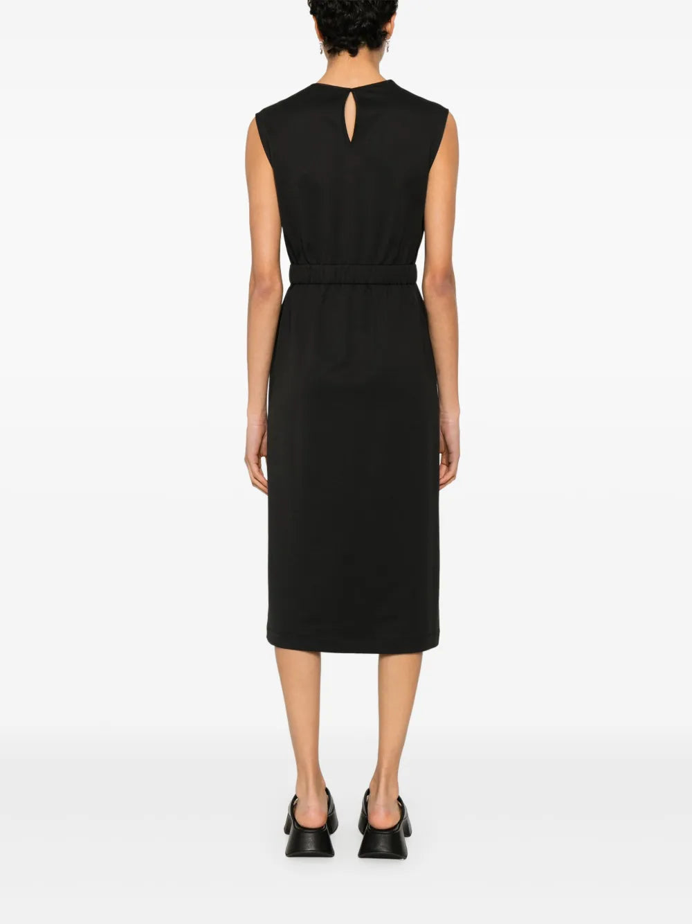 Sleeveless Drawstring Waist Midi Dress