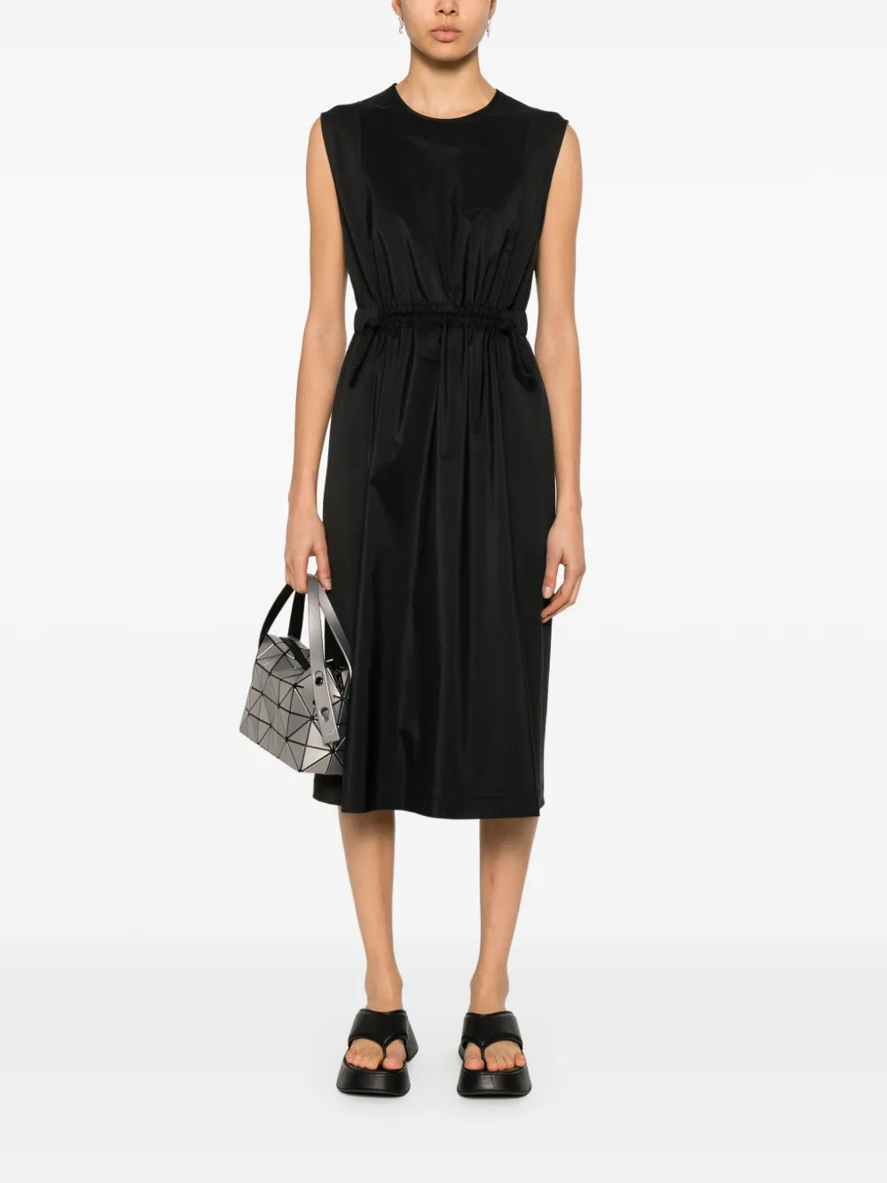 Sleeveless Drawstring Waist Midi Dress