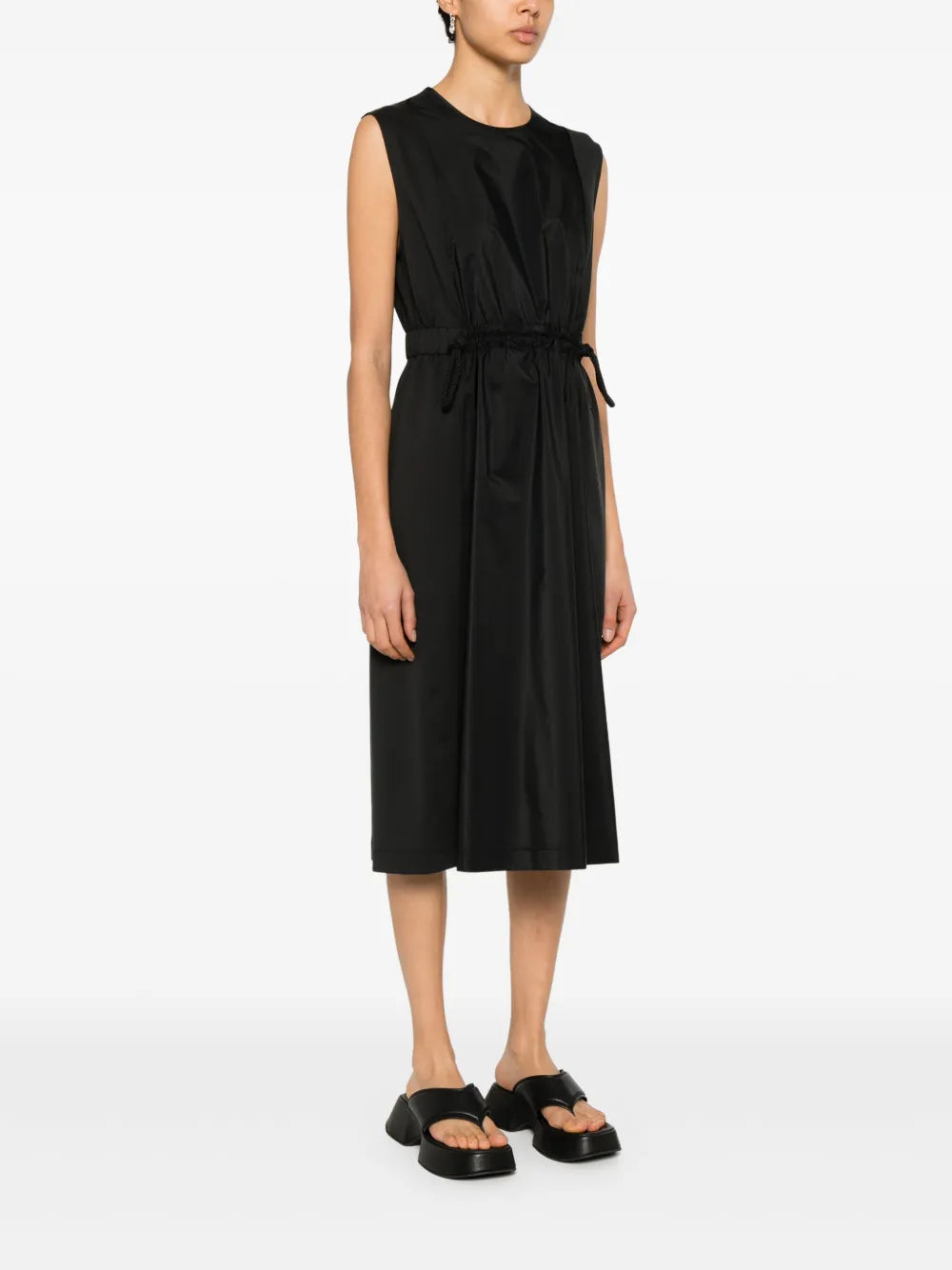 Sleeveless Drawstring Waist Midi Dress