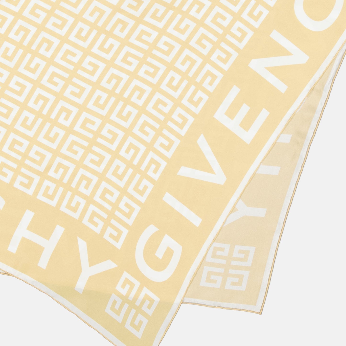 Monogram Border Scarf – Cream & White