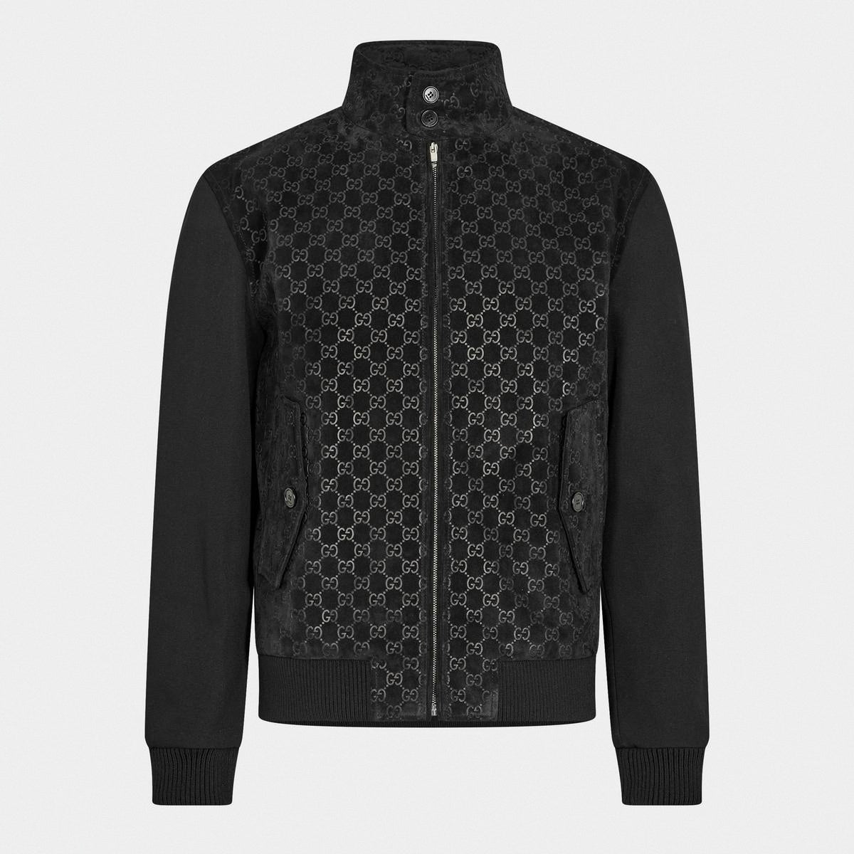 GG Jacquard Zip-Up Jacket in Black
