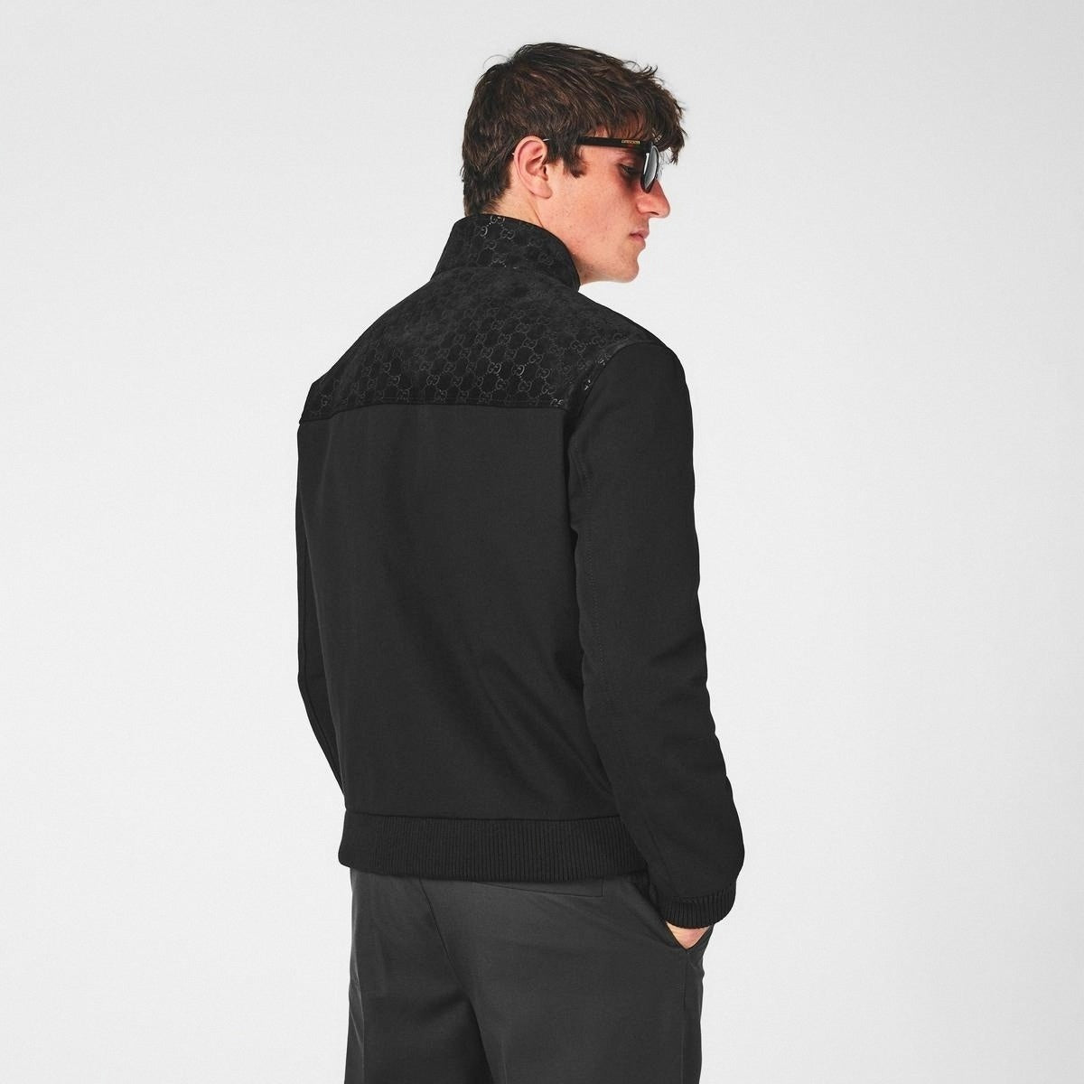 GG Jacquard Zip-Up Jacket in Black
