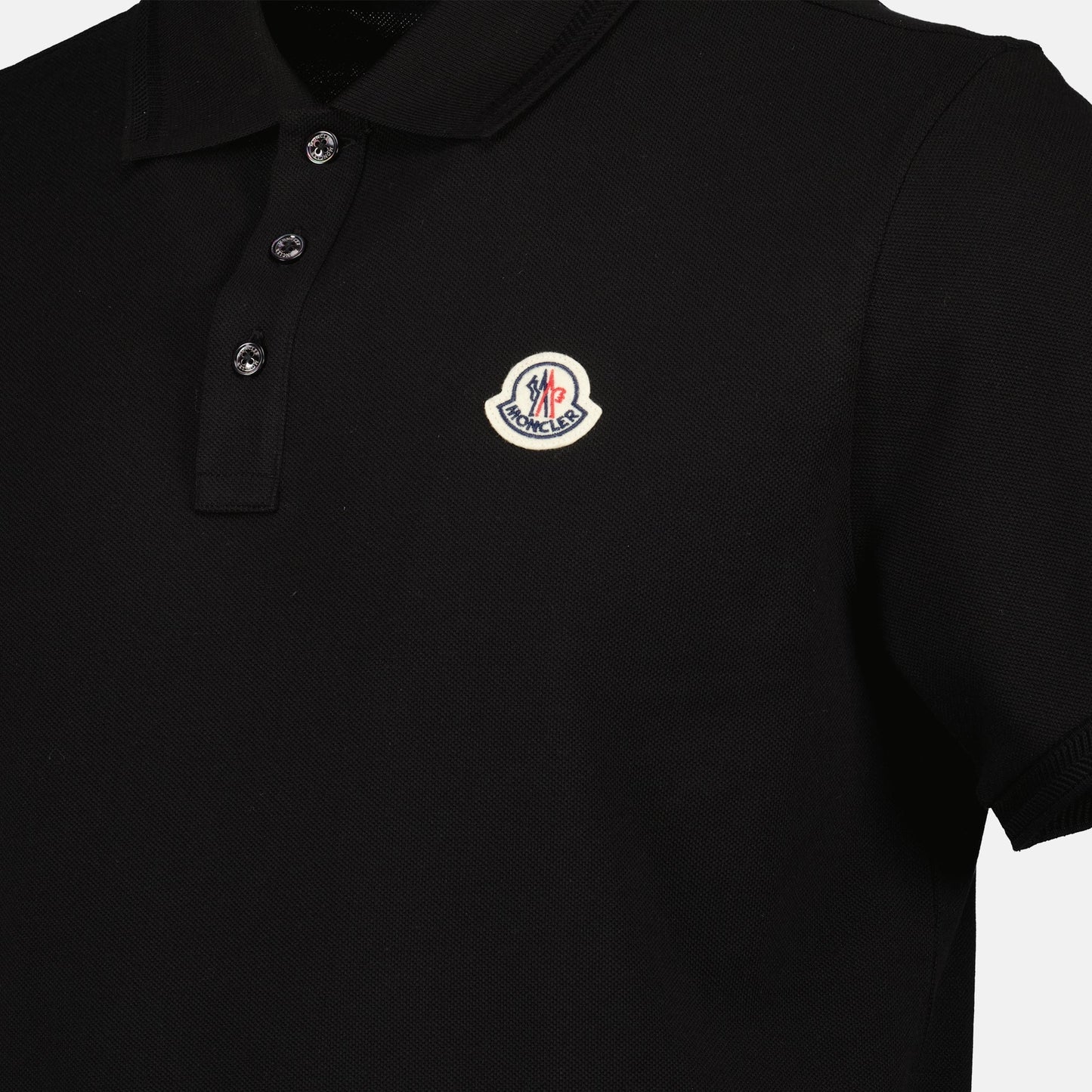 Black Polo Shirt with Classic Logo Patch
