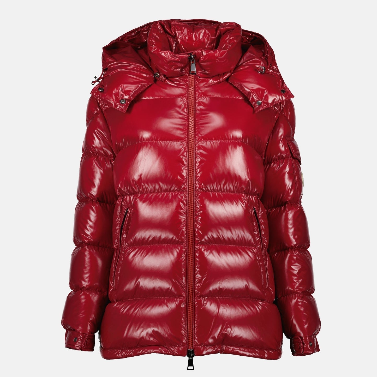 Glossy Red Hooded Puffer Jacket