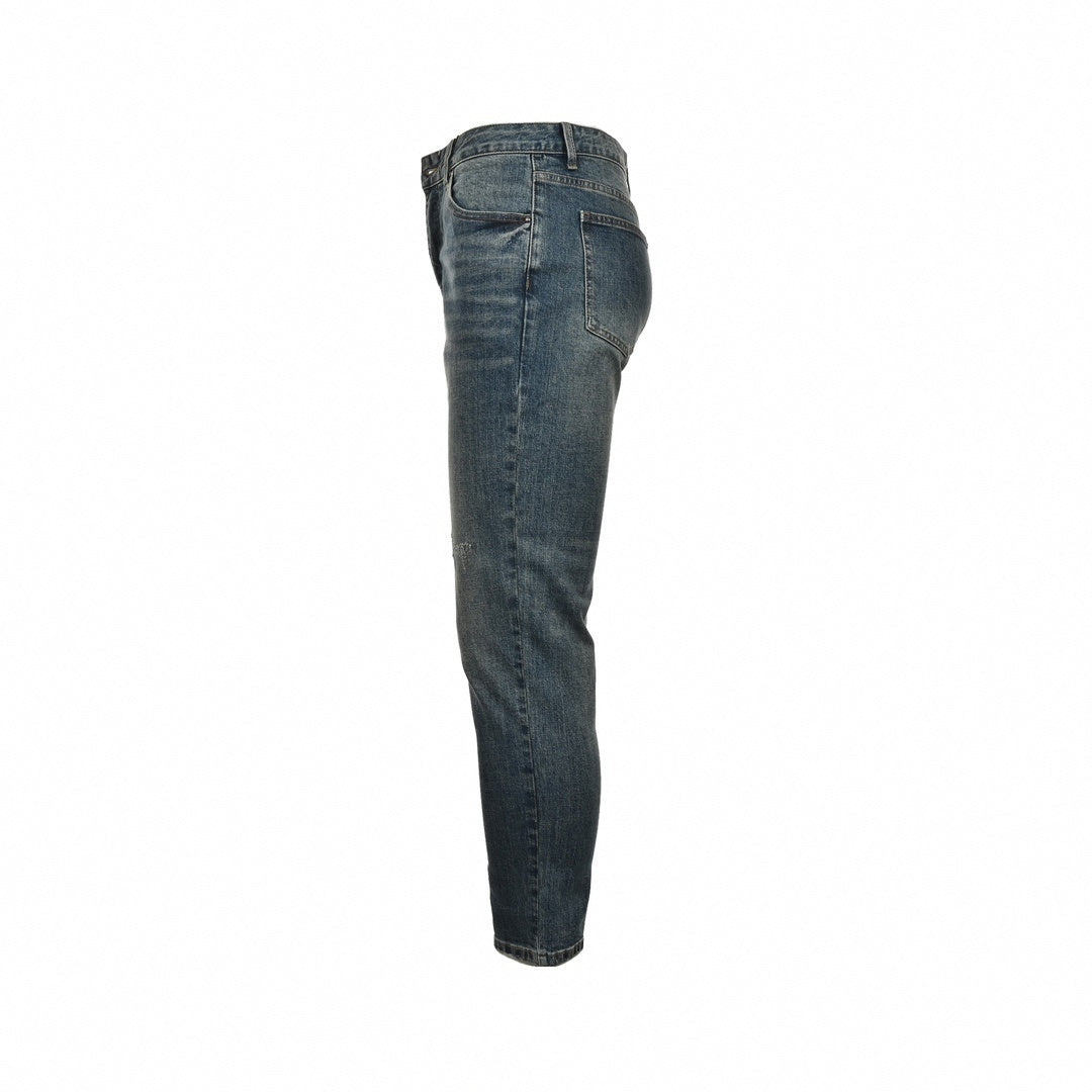 Slim-Fit Washed Denim Jeans with Embroidered Back Detail
