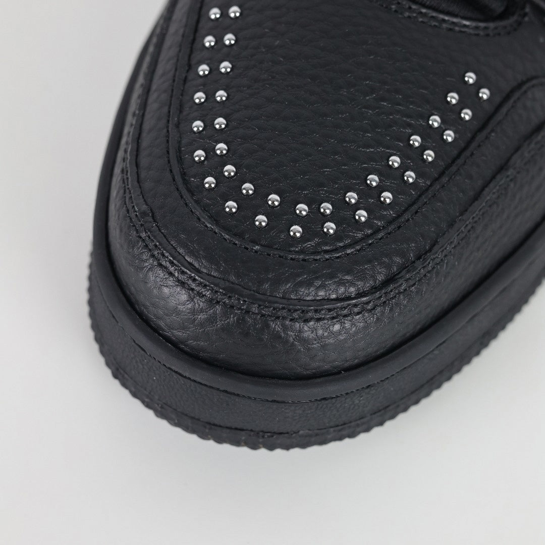 LV Black Leather Studded Low-Top Sneakers
