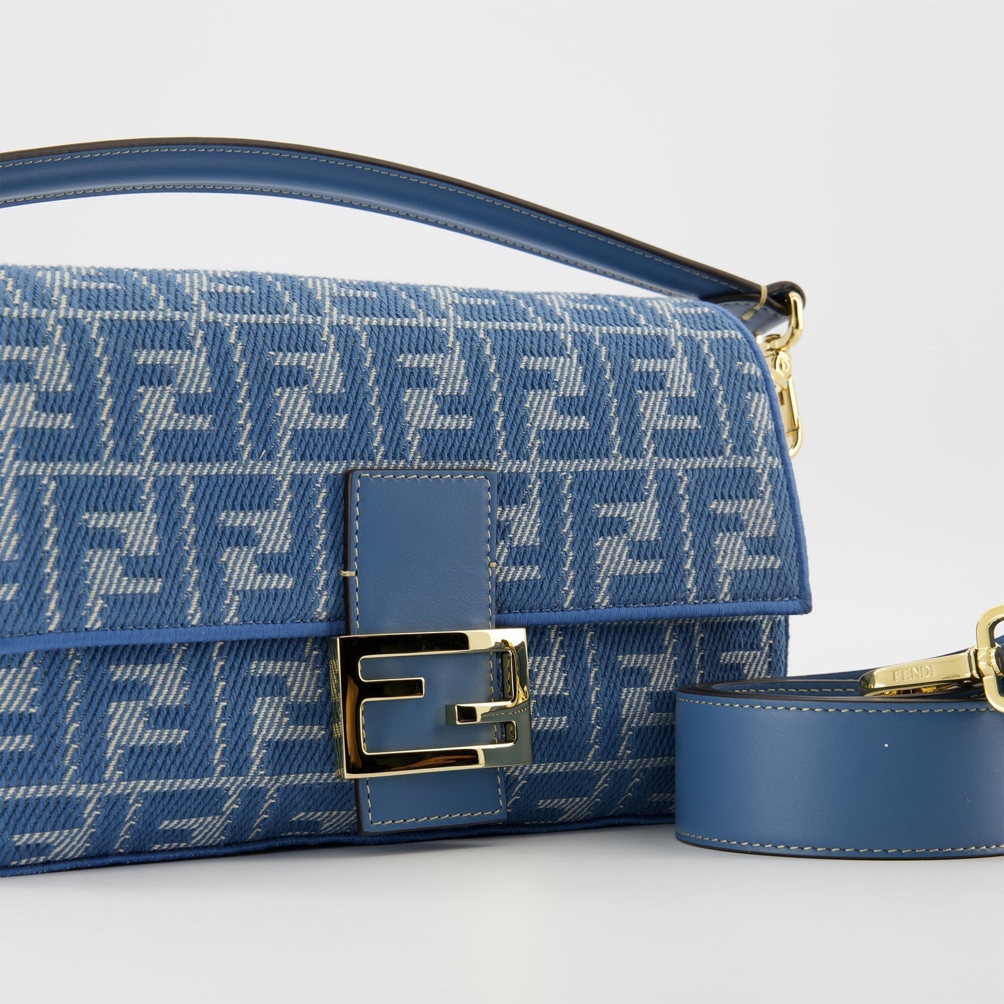 Baguette Shoulder Bag – Blue Jacquard