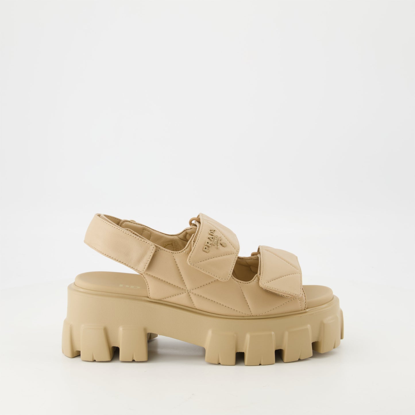 Quilted Platform Sandals-Beige