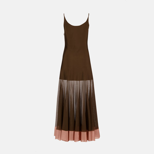 Sheer Panel Slip Maxi Dress