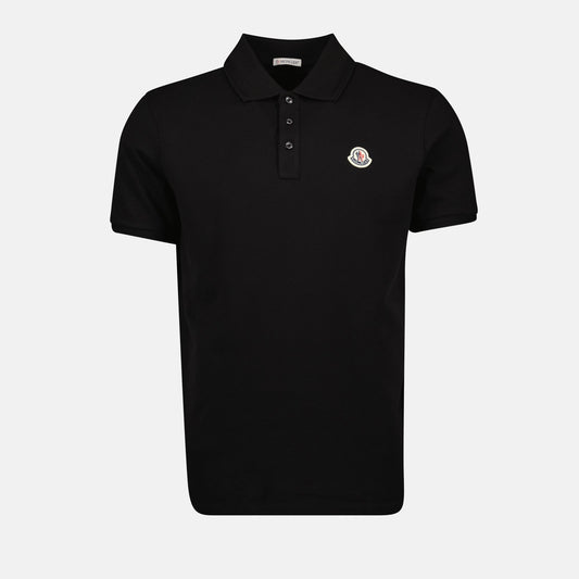 Black Polo Shirt with Classic Logo Patch