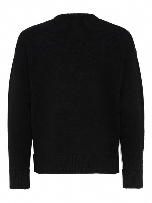 Black & White Intarsia-Knit “D2” Logo Jumper