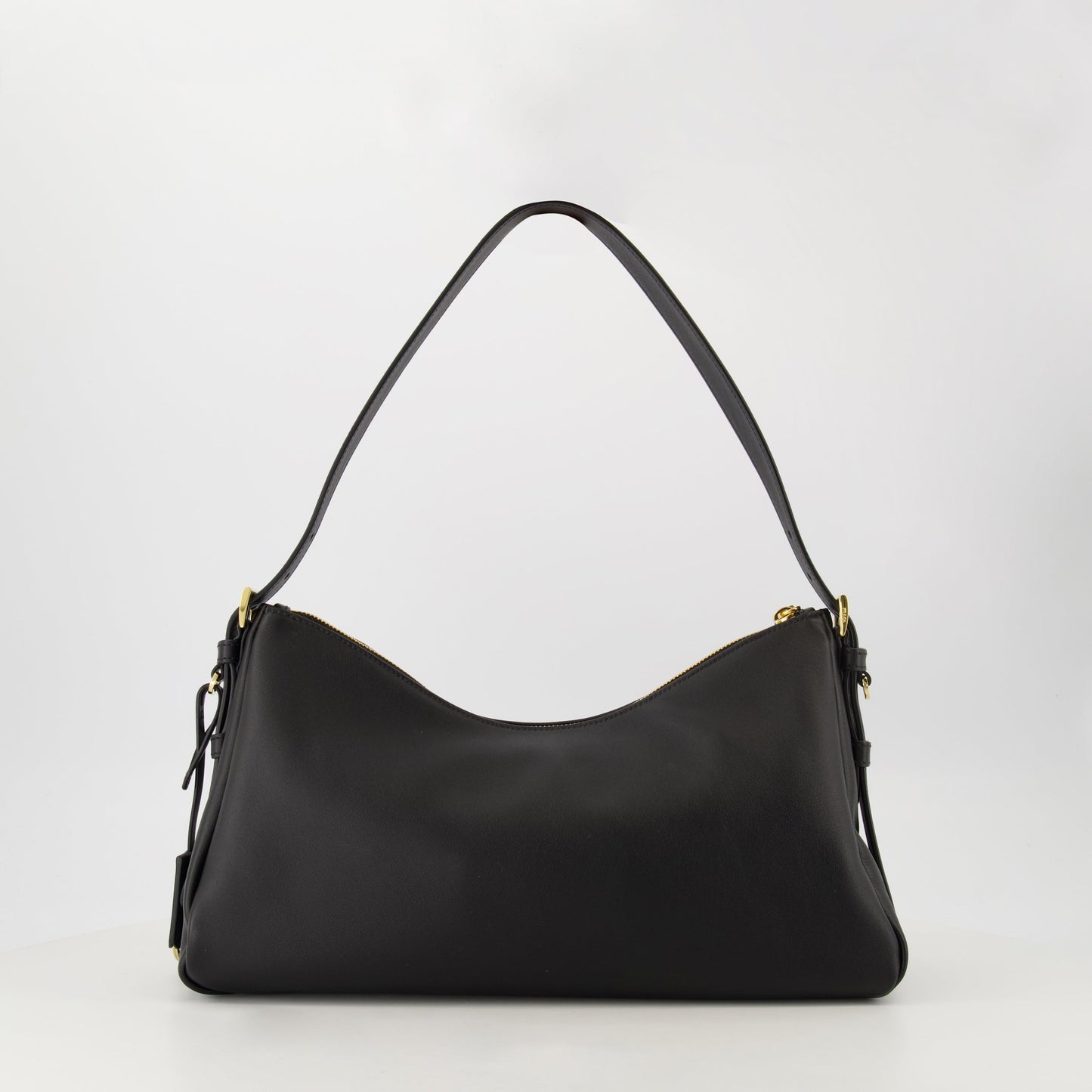 Aimée Medium Leather Shoulder Bag (Black)