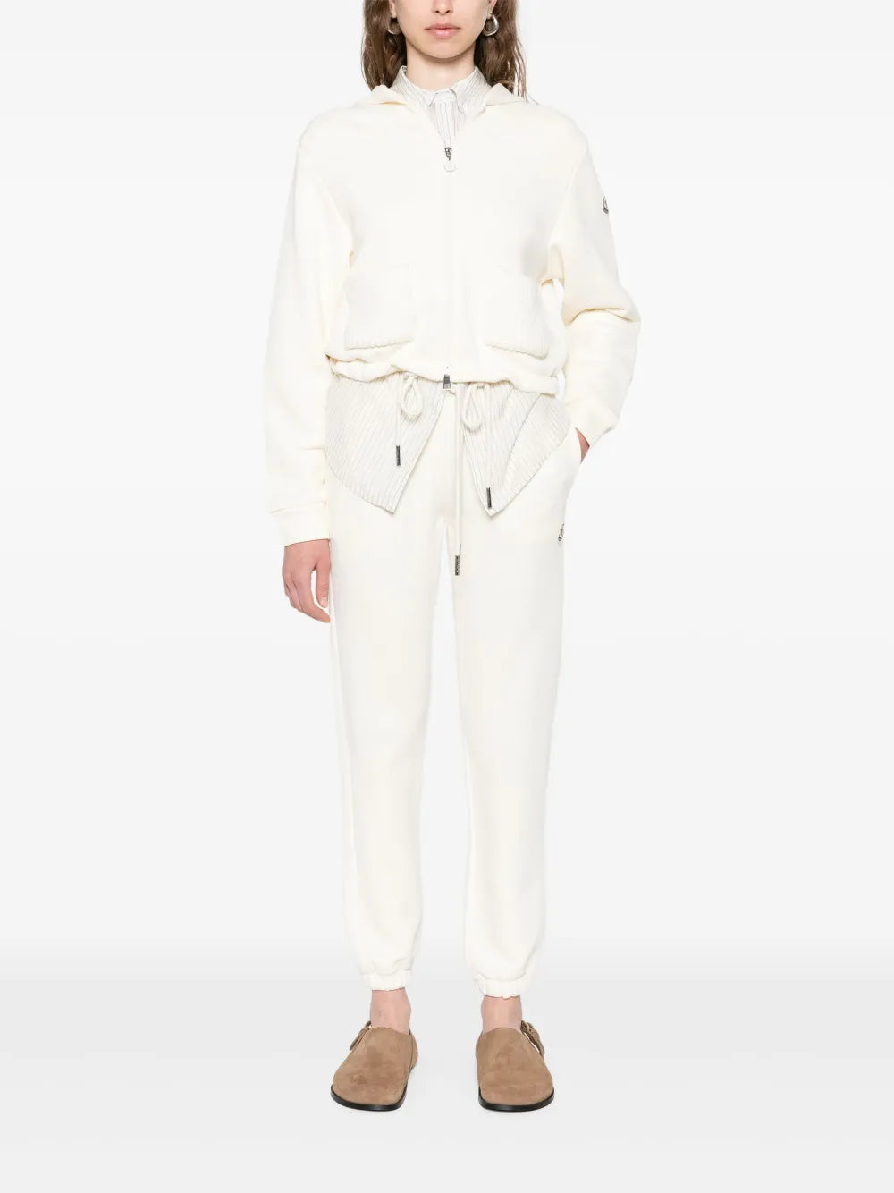 Ivory Knit Zip-Up Hoodie