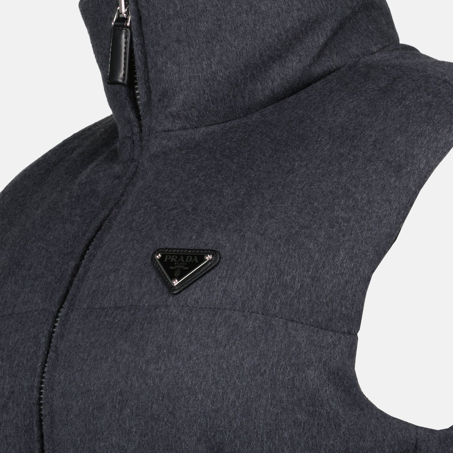 Belted Padded Vest with High Collar