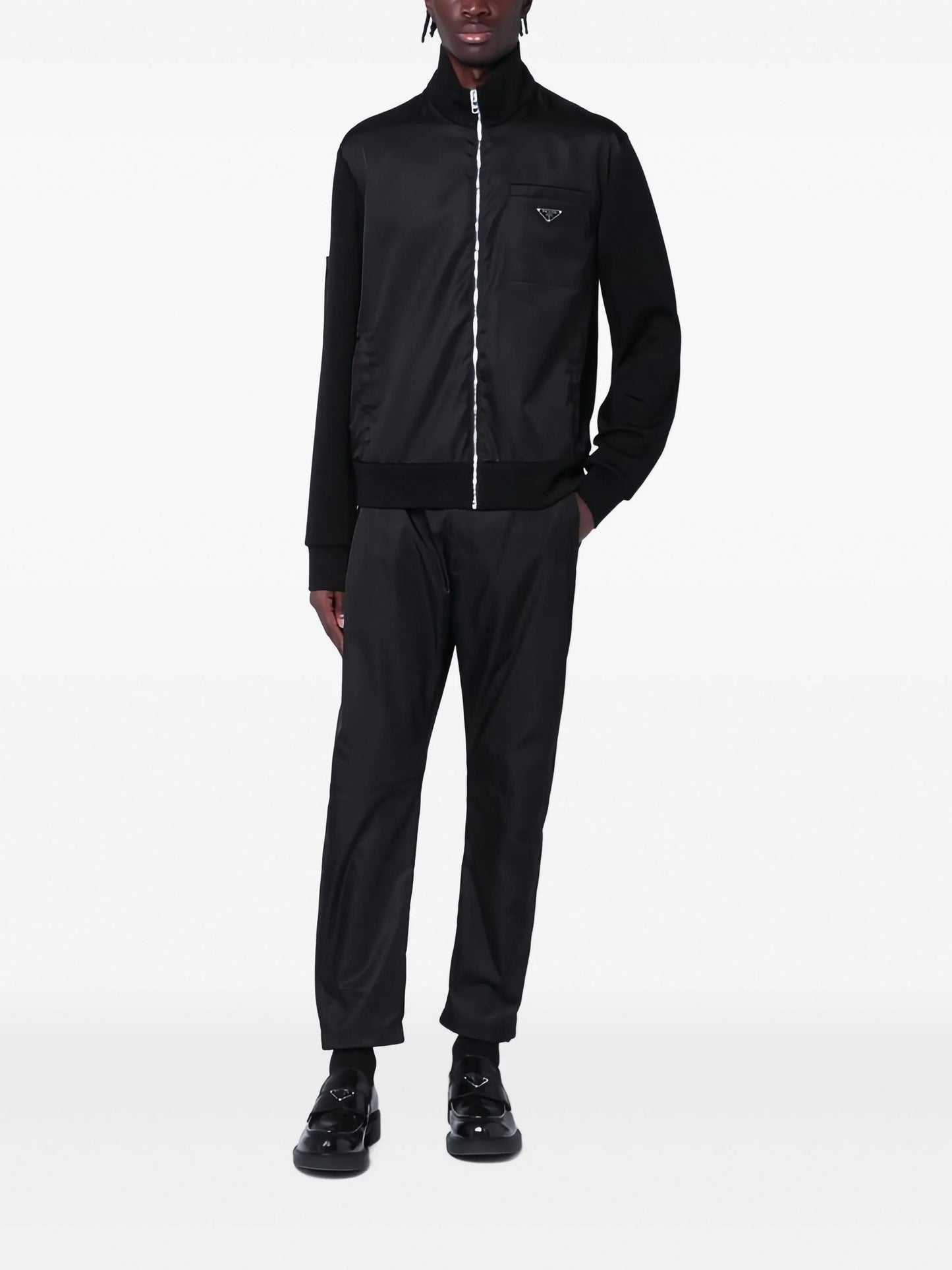 Re-Nylon Zip-Up Jacket with Stand Collar