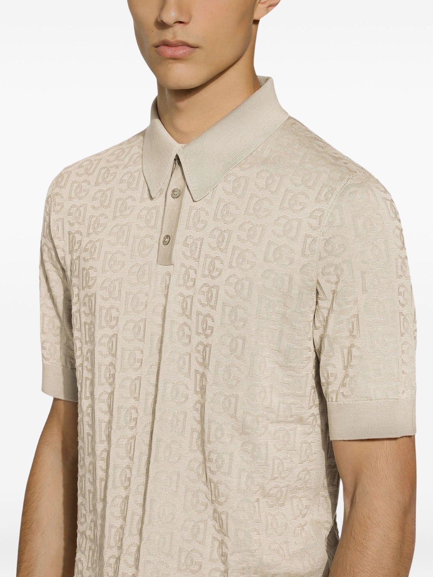 Silk Jacquard Polo Shirt with DG Logo