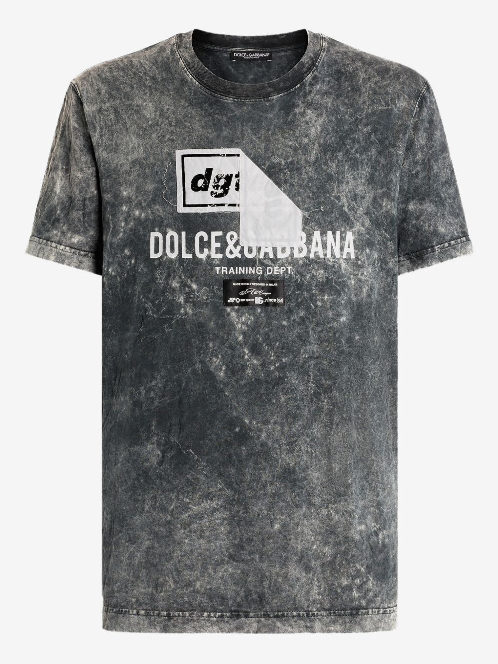 Marble-Effect Cotton T-Shirt with Print