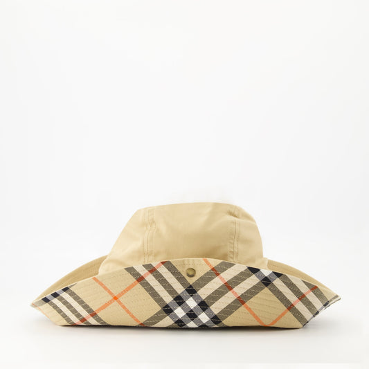 Vintage Check Wide-Brim Hat