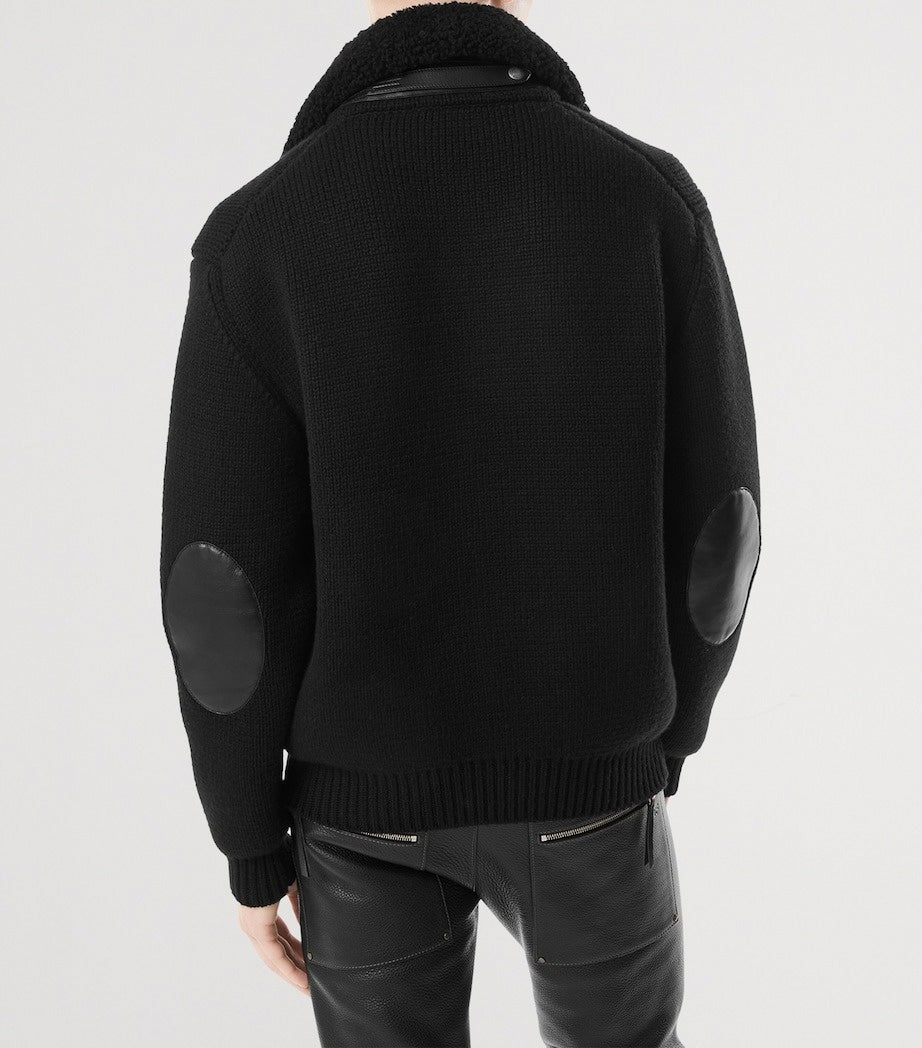 Cashmere Collared Jacket with Fleece Trim