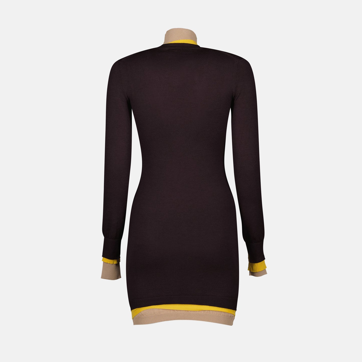 Layered Trim Turtleneck Knit Dress