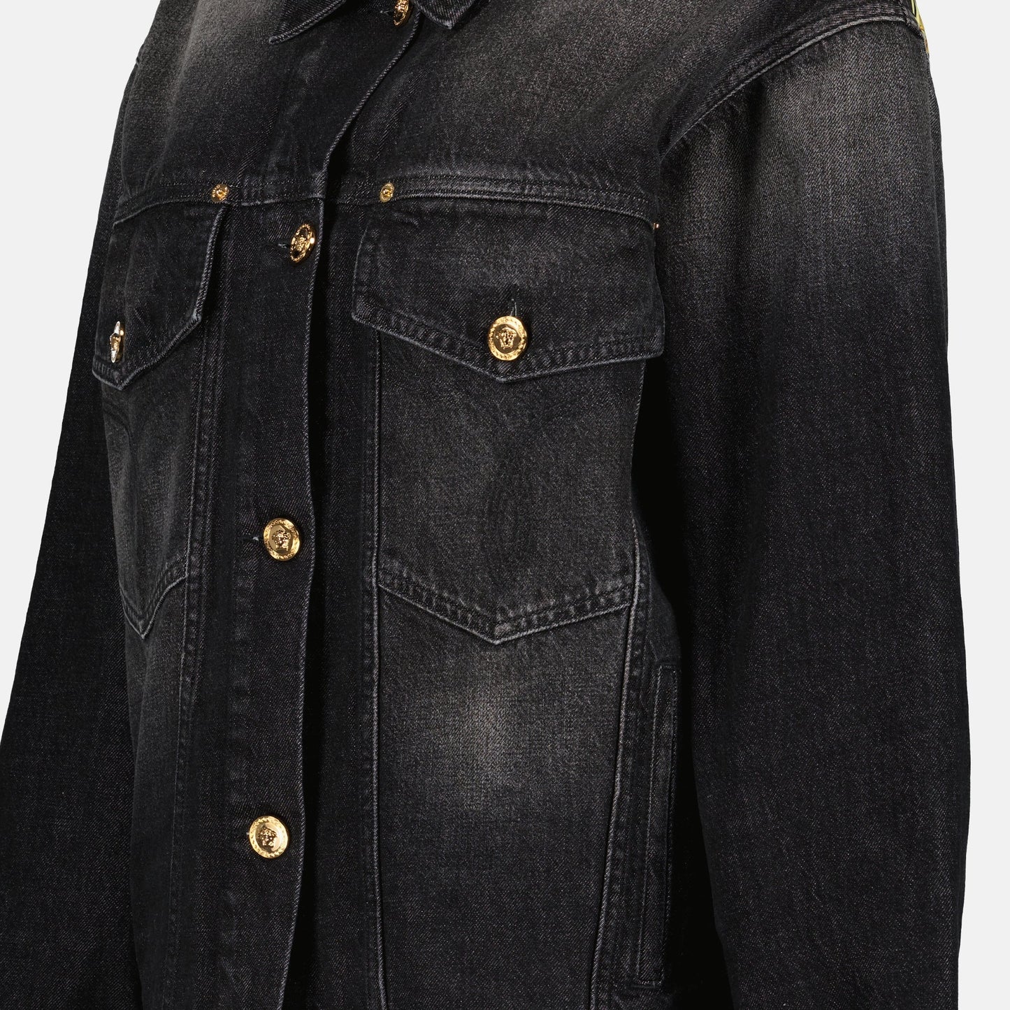Oversized Medusa Button Denim Jacket