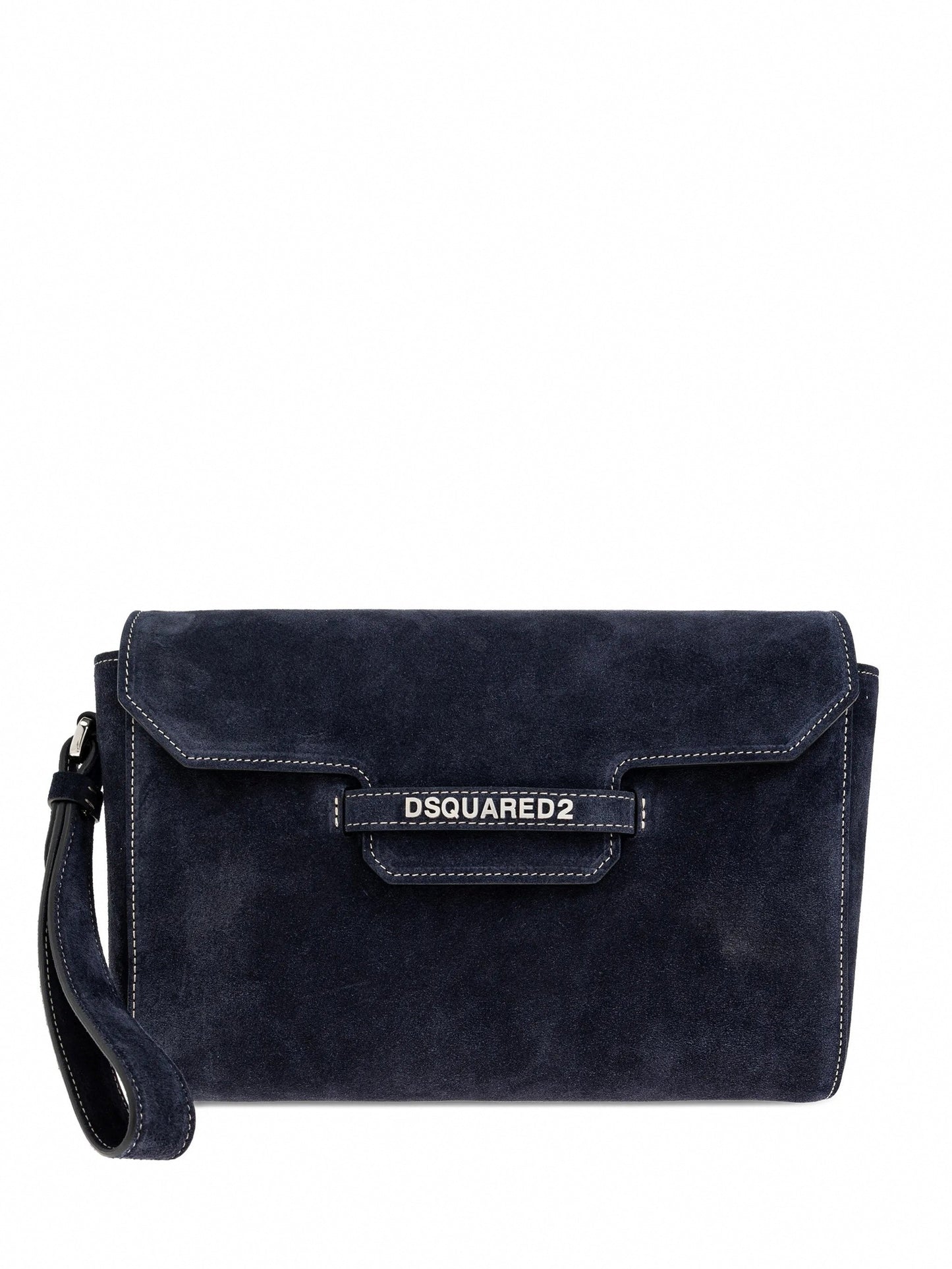 Suede Logo Clutch / Crossbody Bag (Navy)